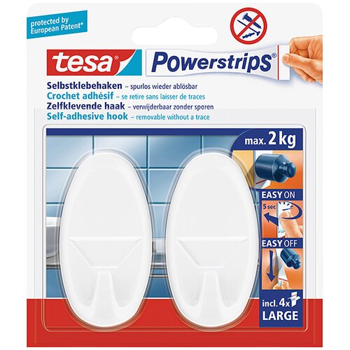 Tesa Samolepilna kljukica tesa Powerstrips (ovalna, velikost: L, bela, 2 kosa) Cene