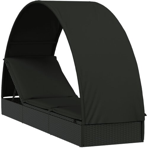 Maison Chic Ležalnik - Vrtna postelja s streho črna 211x57x140 cm poli ratan, (22042703) Cene