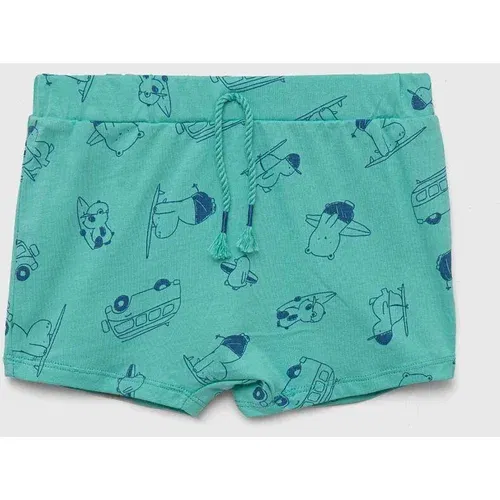 United Colors Of Benetton Bombažne kratke hlače za dojenčke turkizna barva