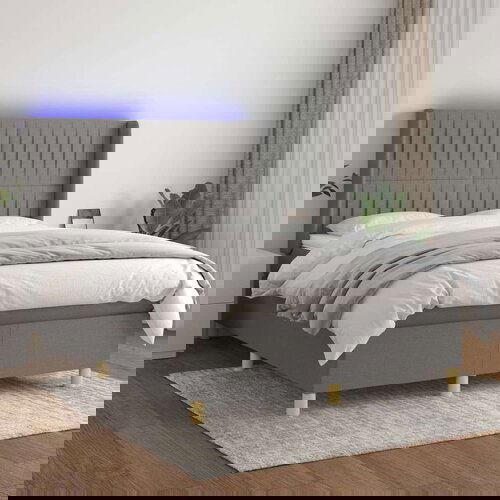  Krevet box spring s madracem LED tamnosivi 140x200 cm tkanina Cijene