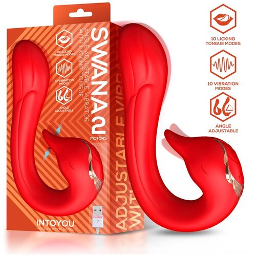 INTOYOU Swana Vibrator Licking Tongue with Angle Adjustable Red Slike
