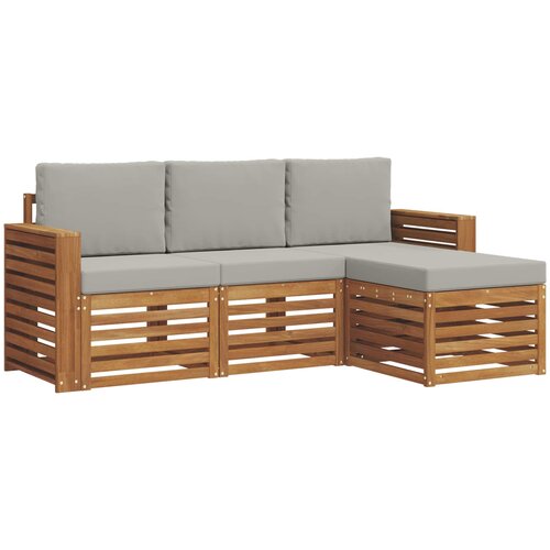  Set vanjskih sofa 4 kom. Prirodna i svijetlo siva Bijela 197,5 x 122,5 x 73 cm Slike