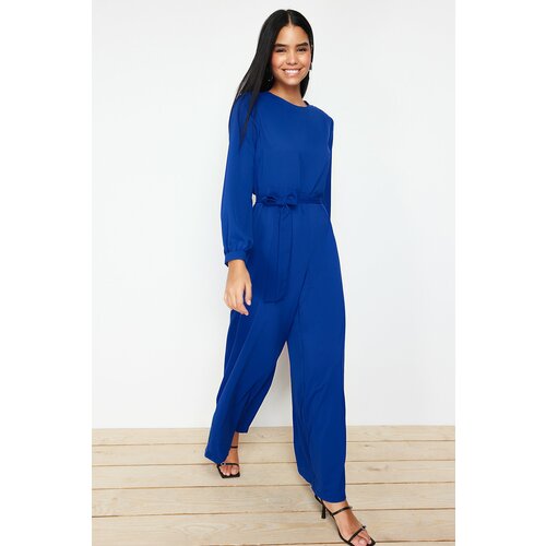 Trendyol Navy Blue Tasseled Cape-Jumpsuit Evening Dress Suit Slike