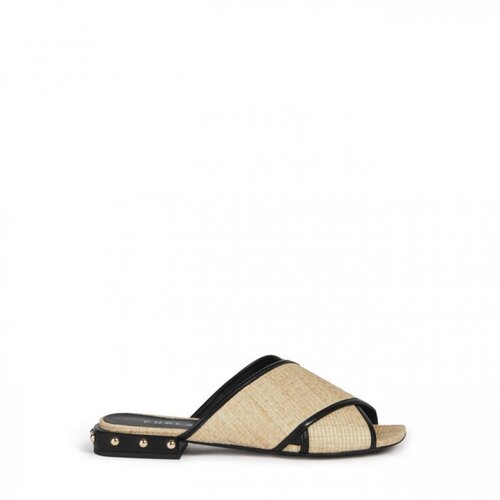 Furla Flip-flops - CROSS MULE SANDAL T. 20 - TESSUTO RAFIA CHICCO DI RISO+NAPPA+ BORCHIE beige Slike