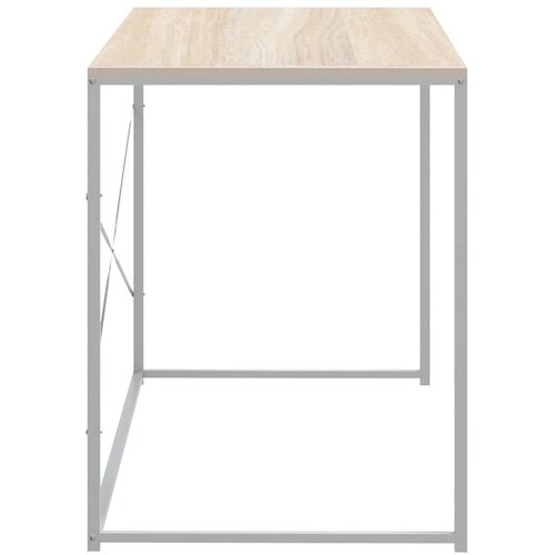  Stol za računalo bijeli i hrast 110x60x70 cm konstruirano drvo Slike