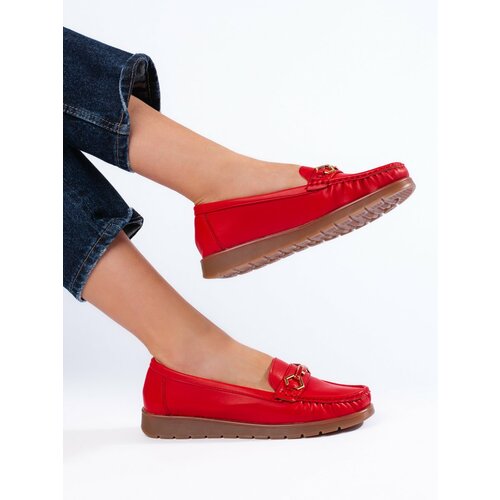 Shelvt Women's comfortable loafers red Cene