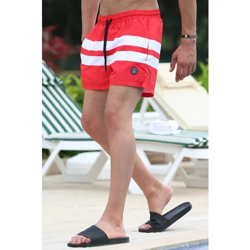 Madmext Swim Shorts - Red - Color block