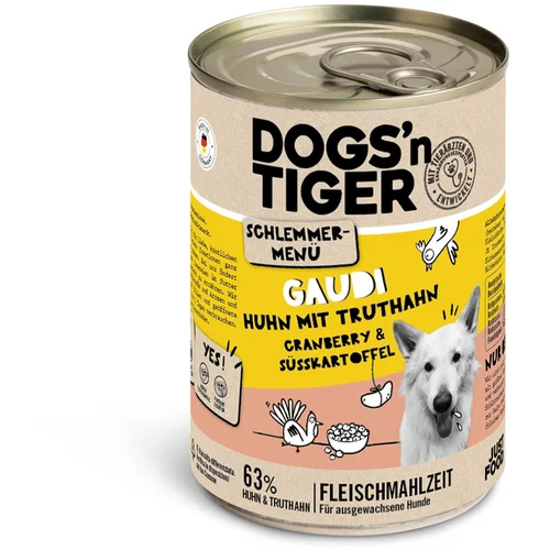 Dogs'n Tiger gurmanski jelovnik za pse 6 x 400 g - Piletina s puretinom, brusnicama i batatom