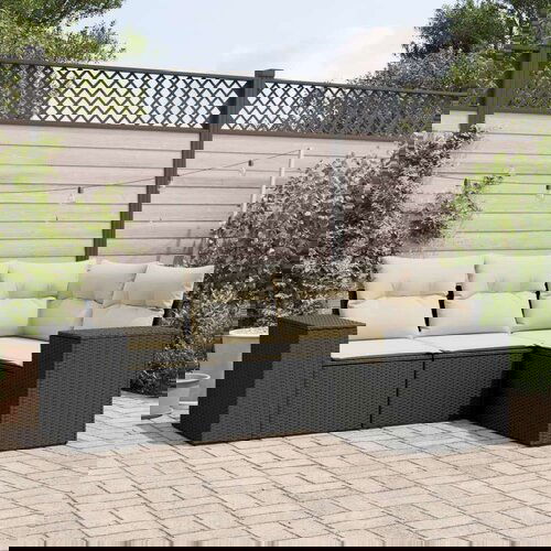  4-dijelni set vrtnih sofa od poliratana s jastucima crni Cijene