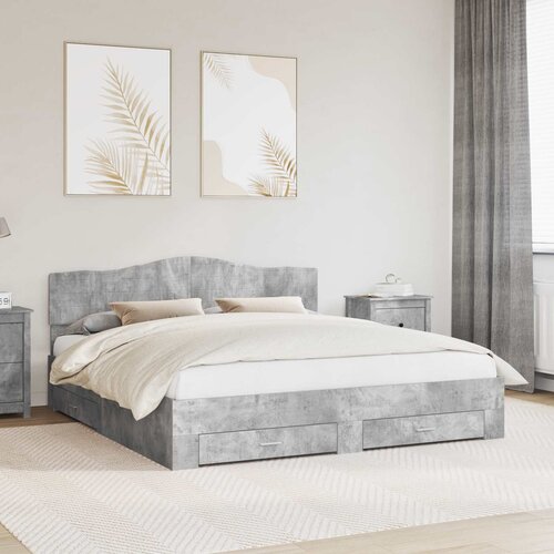  Krevetna konstrukcija s ladicama Betonski sivi 200 x 200 cm Siva 203 x 203 x 90 cm Cene