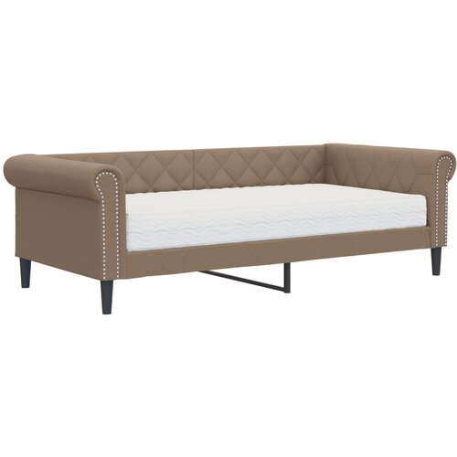 vidaXL Dnevna postelja z vzmetnico kapučino 90x200 cm umetno usnje, (20936466) Cene