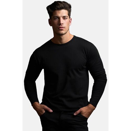 Trendyol Black Men's Plus Size Comfy 100% Cotton Long Sleeved Regular / Regular fit T-Shirt. Slike
