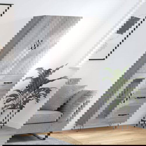 vidaXL Visoka komoda siva sonoma 69,5x34x180 cm inženirski les Cene