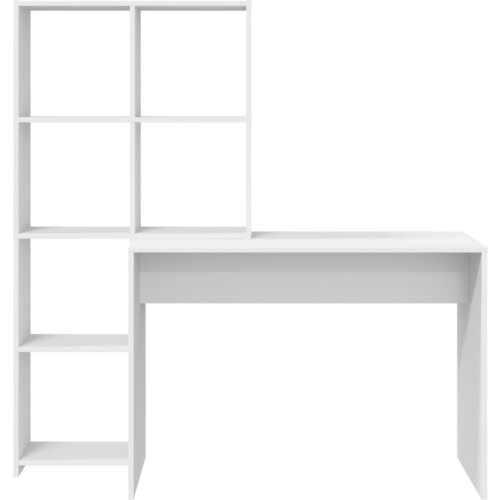 VidaXL Stol s policom s pohranom Bijela 138.5 x 55 x 143 cm Konstruirano drvo Slike