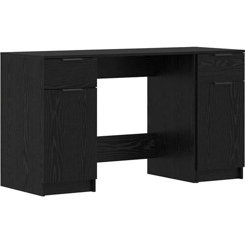 VidaXL Miza s predalom Črni hrast 133 x 50 x 75 cm Konstruiran les Slike