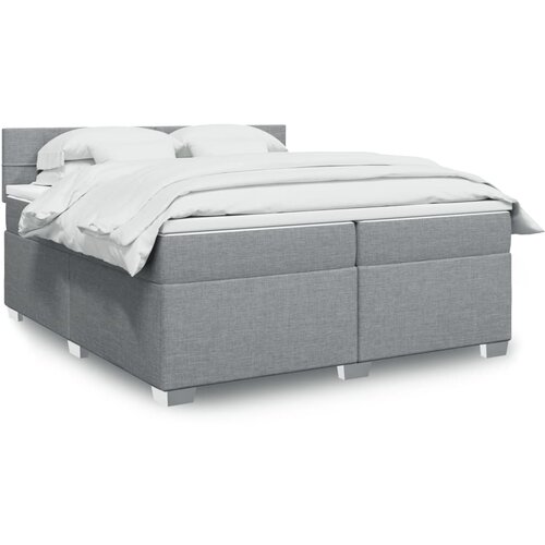 vidaXL Box spring postelja z vzmetnico svetlo siva 200x200 cm blago, (21302405) Cene