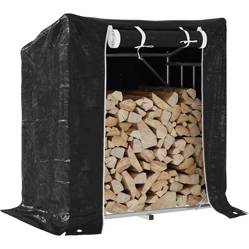 VidaXL Stalak za drva za ogrjev s ki&amp;scaron;nom navlakom 101x61x110,5 cm Slike