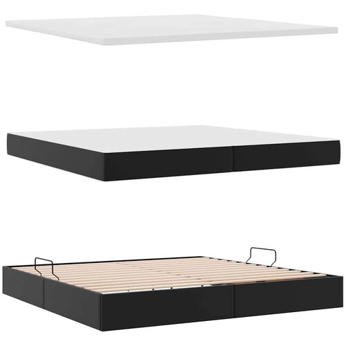  Krevet s madracem i skladi&amp;scaron;tem Crna 200 x 200 cm Lažna koža Slike