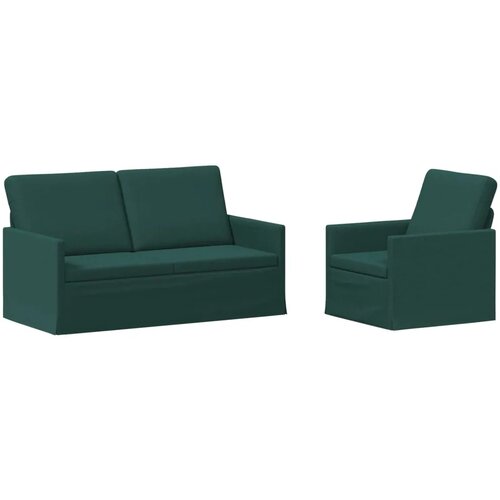  Set sofe 2 pcs Tamnozelena Tkanina - Tamnozelena Jednostruka + Dvostruka (140 cm) Slike