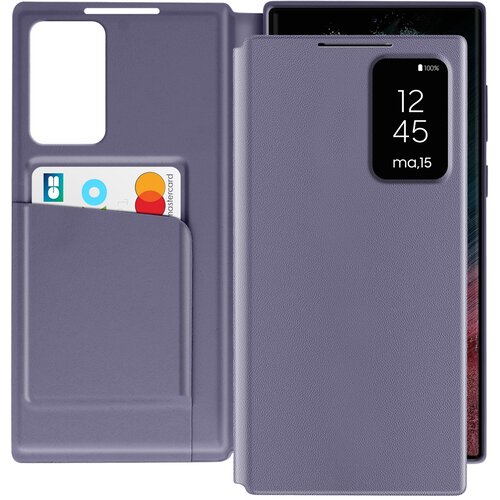 AVIZAR Usnjeno ohišje za Galaxy S22 Ultra Display Window Card Case, Lavanda, (5000013571) Cene