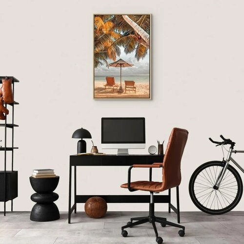  Slika - Palm Umbrella (1 Part) Vertical 60x90 U prirodnom drvenom okviru Slike