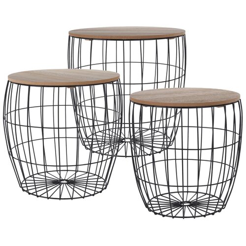  SET od 3 konferencijska stočića BRISO, prečnici 31/38/42,5 cm, braon/crna Cene