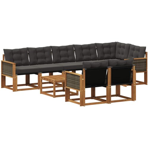 vidaXL Zunanja garnitura za sedenje z blazino 9 pcs Naravna in črna, (5000281745) Cene