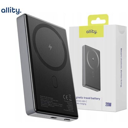 ALLITY bežična prijenosna baterija 20W 10000 mAh magnetska siva Cijene