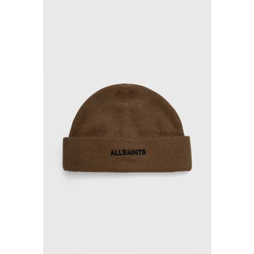 AllSaints Kapa s dodatkom vune boja: smeđa, od debelog pletiva