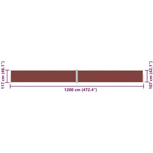 VidaXL Uvlačiva bočna tenda smeđa 117 x 1200 cm Slike