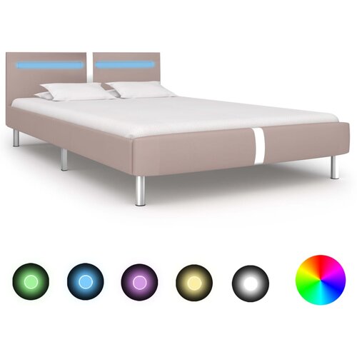  Okvir za krevet od umjetne kože LED boja cappuccina 120x200 cm Slike