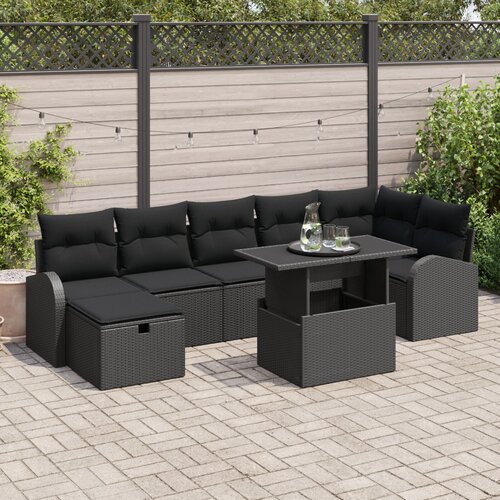 VidaXL Set od 8 Vrtnih Sofa s Jastucima Crni Poli Ratan Slike