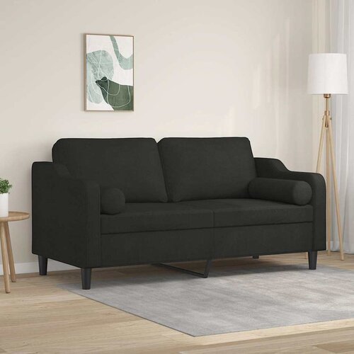 vidaXL Dvosjed s ukrasnim jastucima crni 140 cm od tkanine Cene