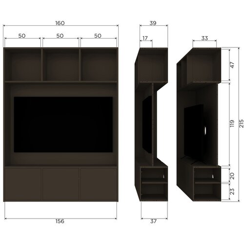 WOOOD Tamno smeđi TV set od masivnog bora 160x215x40 cm Meggy &amp;ndash; Slike