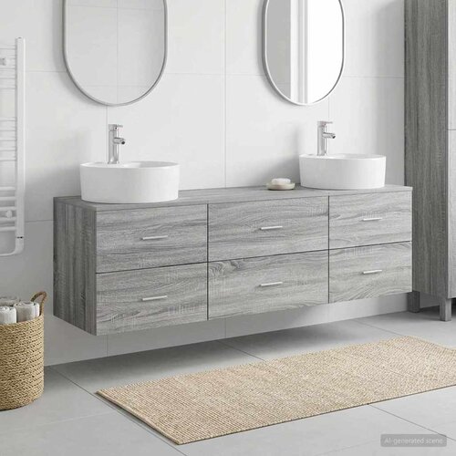  Set ormarića za kupaonicu 3 kom. Siva Sonoma 62,5 x 44,5 x 50 cm Slike