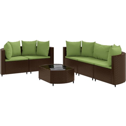 vidaXL 6-dijelni set vrtnih sofa od poliratana s jastucima smeđi Cijene