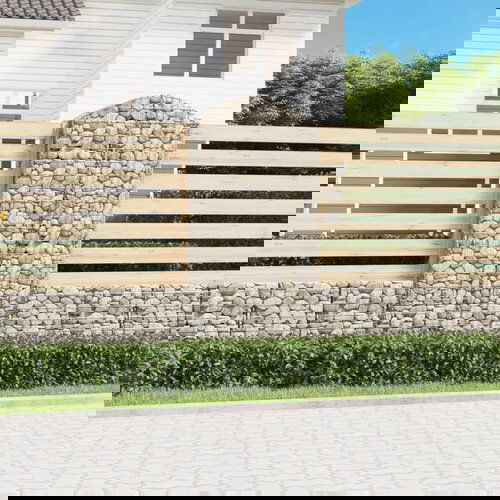 VidaXL Gabionska ko&amp;scaron;ara s lukom 100x50x200/220 cm pocinčano željezo Slike