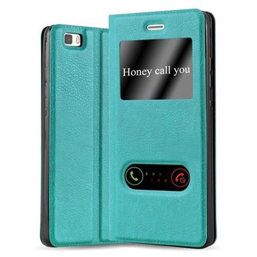 Cadorabo Huawei P8 LITE 2015 v mint turquoise - Za&scaron;čitni ovitek z magnetnim zapiranjem, stoječo funkcijo in 2 okencema za gledanje, (20551555) Cene