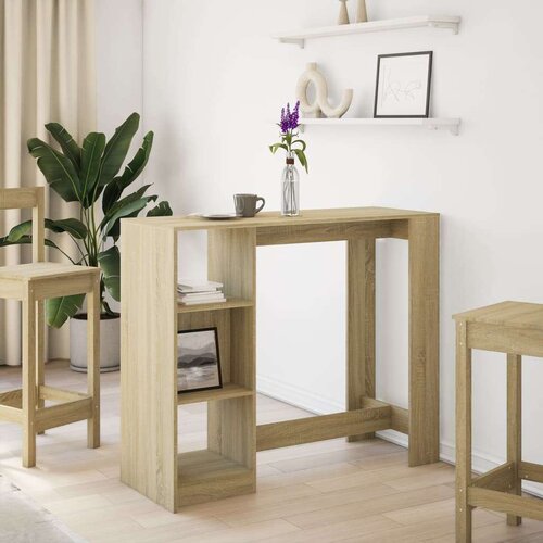 vidaXL Barska miza s policami sonoma hrast 124x46x103,5 cm inž. les Cene