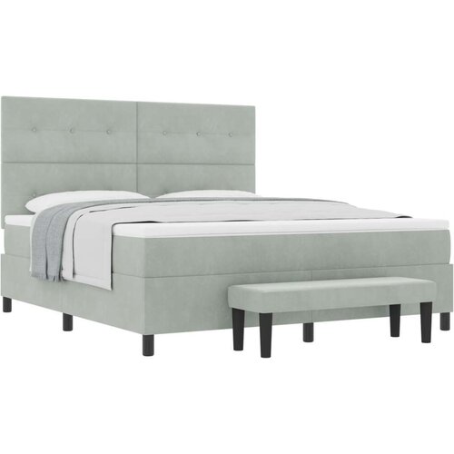 Box Spring Krevet s Madracem &amp Klupom Svijetlosiva 180x200 cm Baršun Cijene