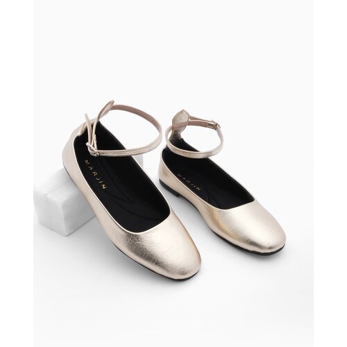 Marjin Women's Ankle Banded Ballet Flats Vesta Gold Slike