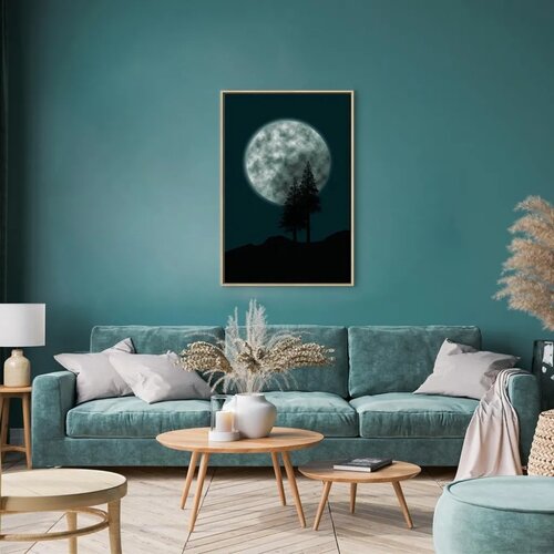  Slika - Beautiful Full Moon (1 Part) Vertical 80x120 U prirodnom drvenom okviru Cene
