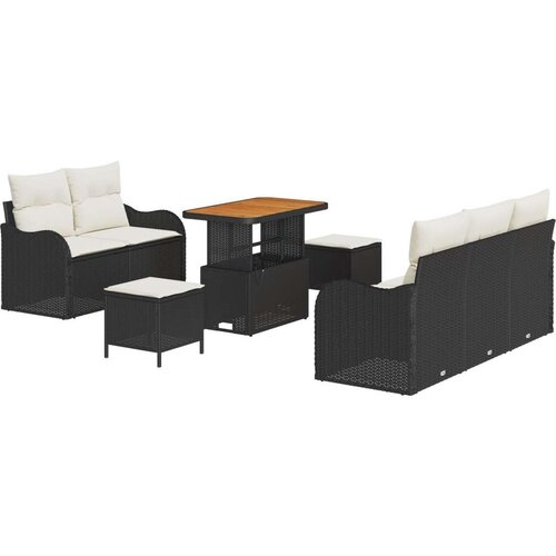  8-dijelni vrtni sofa set s jastučićima crni poli ratan acacia  2-sjedna vrtna sofa s jastučićima crni poli ratan  3-dijelni vrtn Cijene
