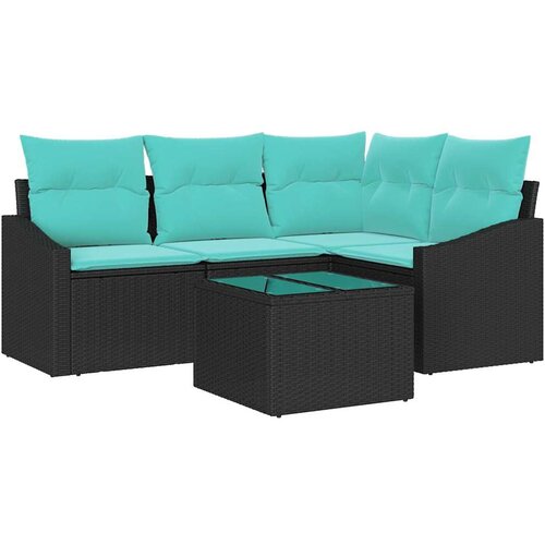 vidaXL Kavčna garnitura z blazino 5 pcs Črna poli ratan, (5000154172) Cene