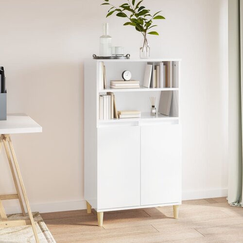 VidaXL Visoka komoda sjajna bijela 60x36x110 cm od konstruiranog drva Slike