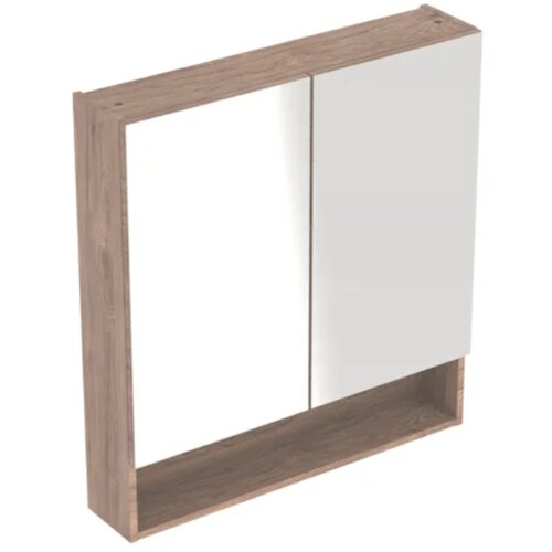 Geberit omarica z ogledalom selnova square, dvojna vrata, oreh hickory / melamin, struktura lesa (501.266.00.1) Slike