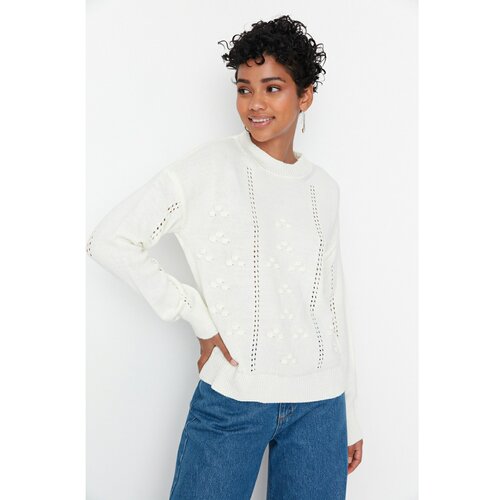 Trendyol Ecru Knitted Detailed Knitwear Sweater Slike
