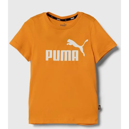 Puma Otroška bombažna kratka majica oranžna barva