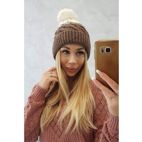 Kesi Cap with fleece Ilona K218 cappuccino+ecru Slike