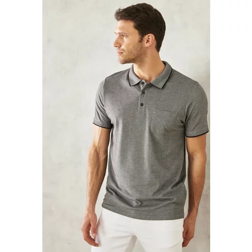 ALTINYILDIZ CLASSICS Men's Non-Shrink Cotton Fabric Regular Fit Wide Cut Black Anti-roll Polo Neck Pocket T-Shirt